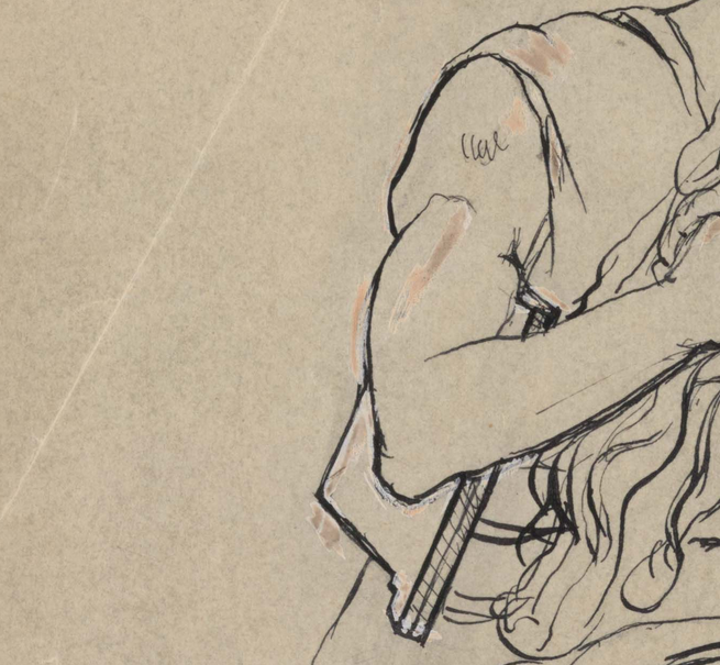 A section of the sketch highlighting edits that Freud made.
